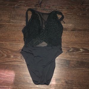 Black Mesh Becca Swim One Piece